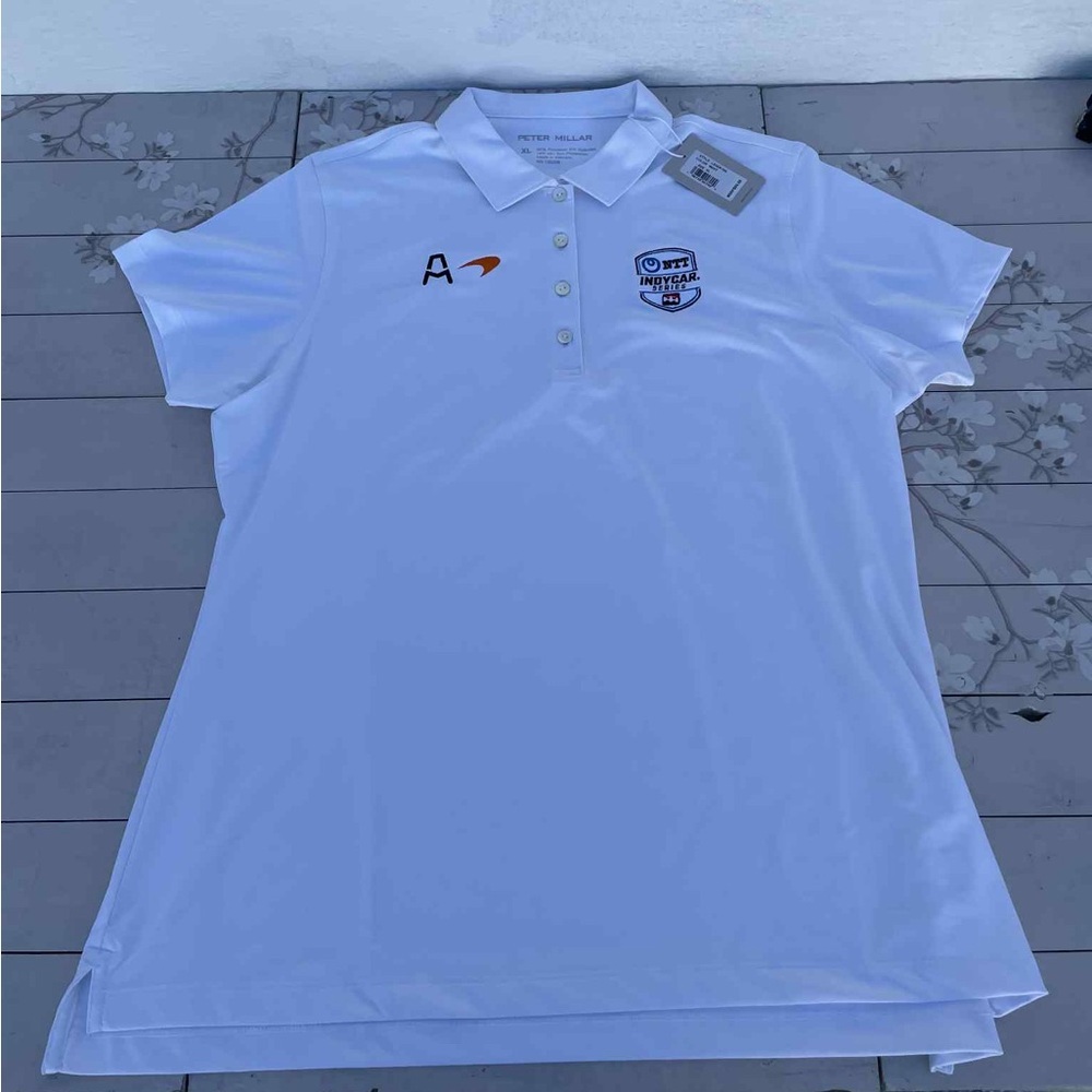 Peter Millar White Polo with IndyCar Logo